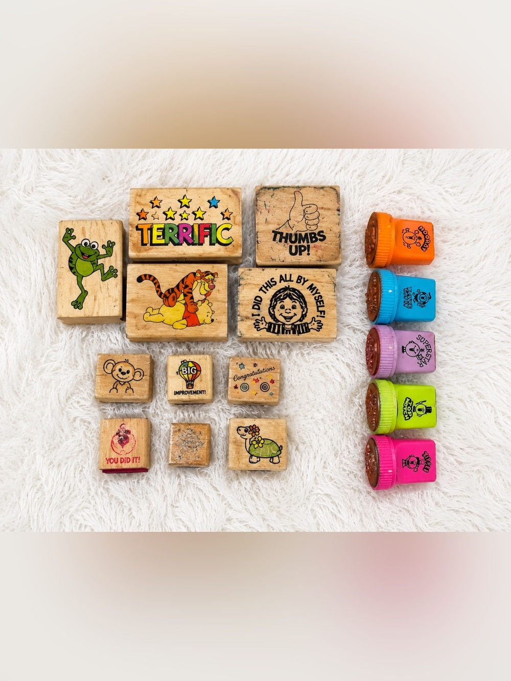 Vintage Teacher Reward Stamp Lot Wood & More! Throwback retro school collectible